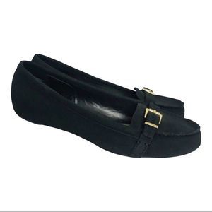 Sbicca Black Buckle Shoes Gold Hardware 9 WIDE